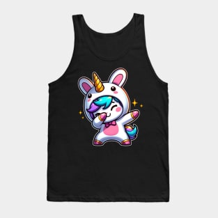 Cute Kawaii Dabbing Unicorn Wearing Easter Bunny Costume Tank Top